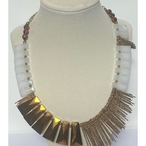 Statement necklace in bronze, cream and gold tones